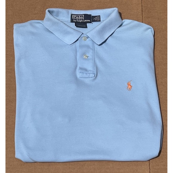 Polo Ralph‎ Lauren Mens Short Sleeve Cotton Polo Shirt Size XL Custom Fit Blue - Picture 1 of 8